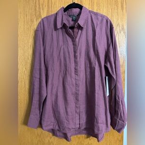 Athleta Playa Shirt 100% Linen Tawny Rose